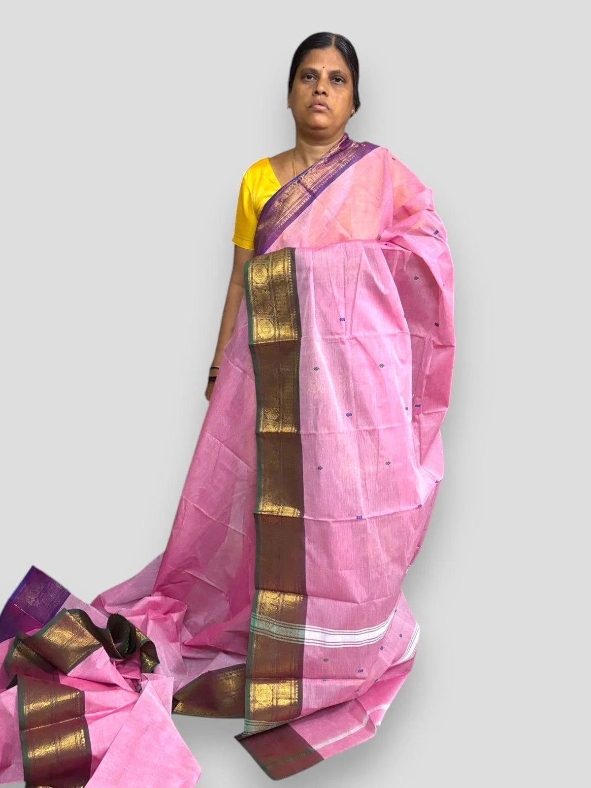 NARAYANPET COTTON Pink Sari - pochampallysarees.com