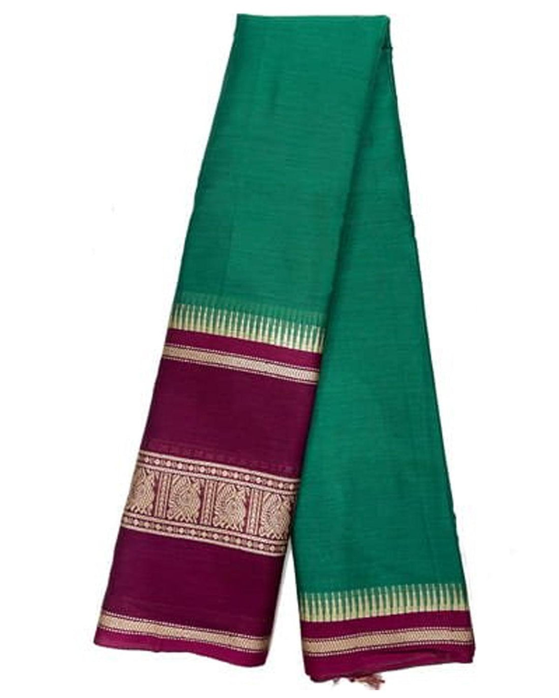 NARAYANPET SAREE GREEN WITH RED COLOR - pochampallysarees.com