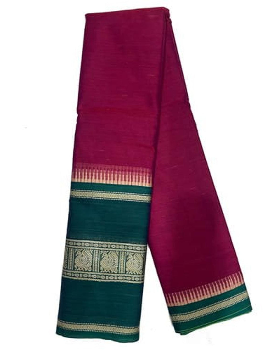 NARAYANPET SAREE GREEN WITH RED COLOR - pochampallysarees.com