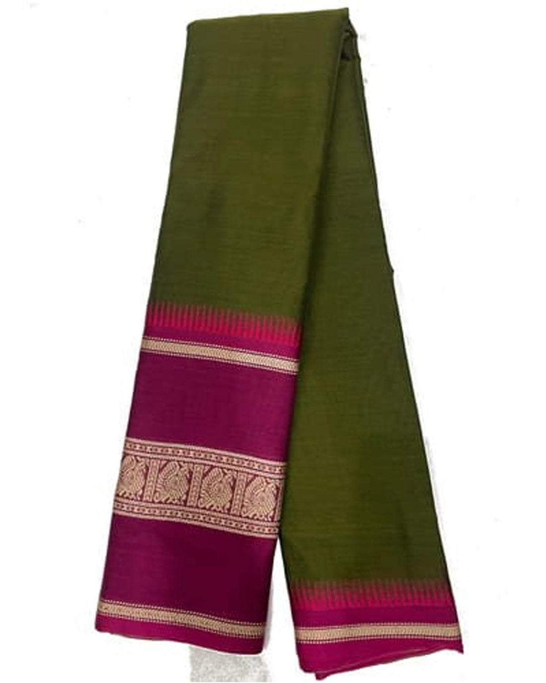 NARAYANPET SAREE OLIVE GREEN COLOR - pochampallysarees.com