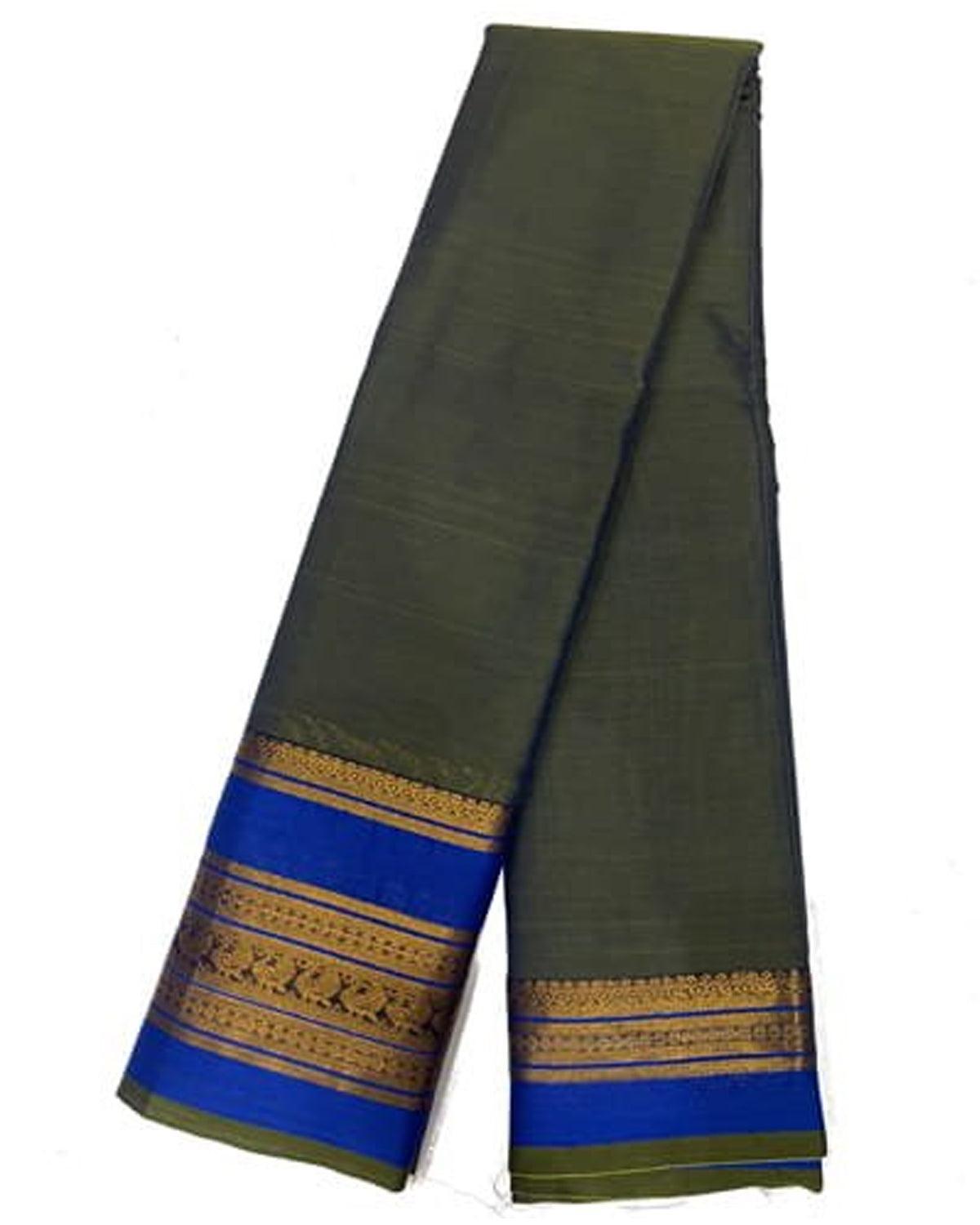 NARAYANPET SAREE OliveGREEN with Pink COLOR ONLINE - pochampallysarees.com