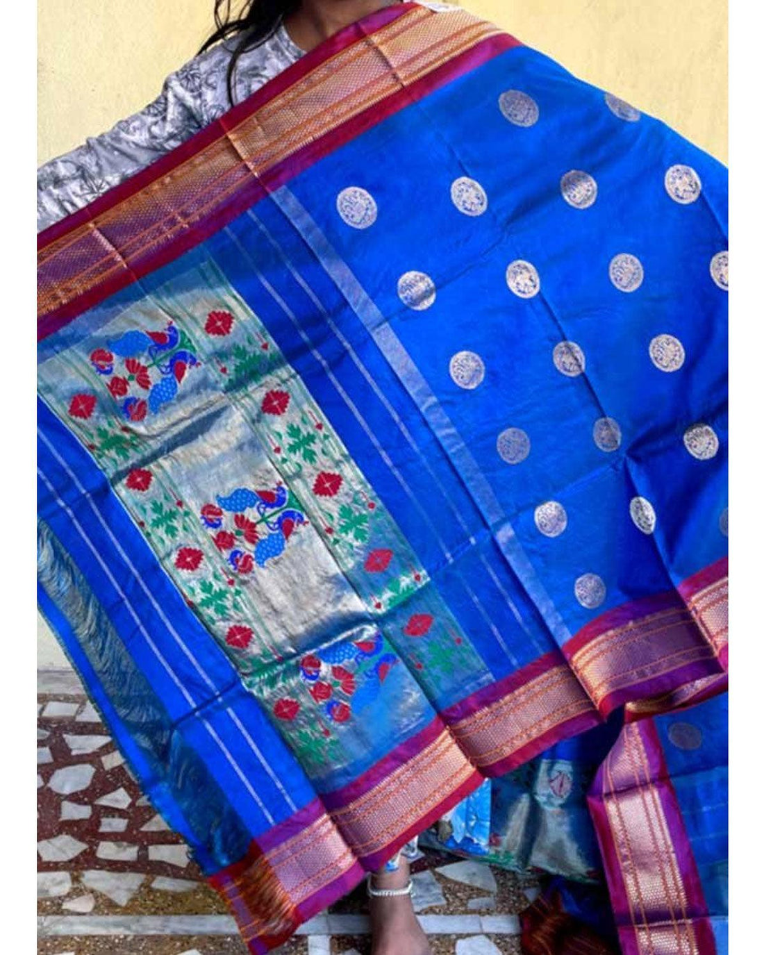 PAITHANI SILK BLUE COLOUR DUPATTA-PTN04 - pochampallysarees.com