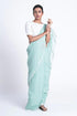Pale blue Pure Linen Saree - pochampallysarees.com