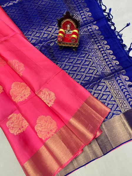  Pink Blue Soft Silk Sare Online India - pochampallysarees.com
