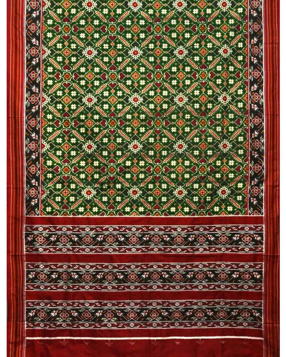 POCHAMPALLY DOUBLE IKAT GREEN COLOR PATOLA SAREE - pochampallysarees.com