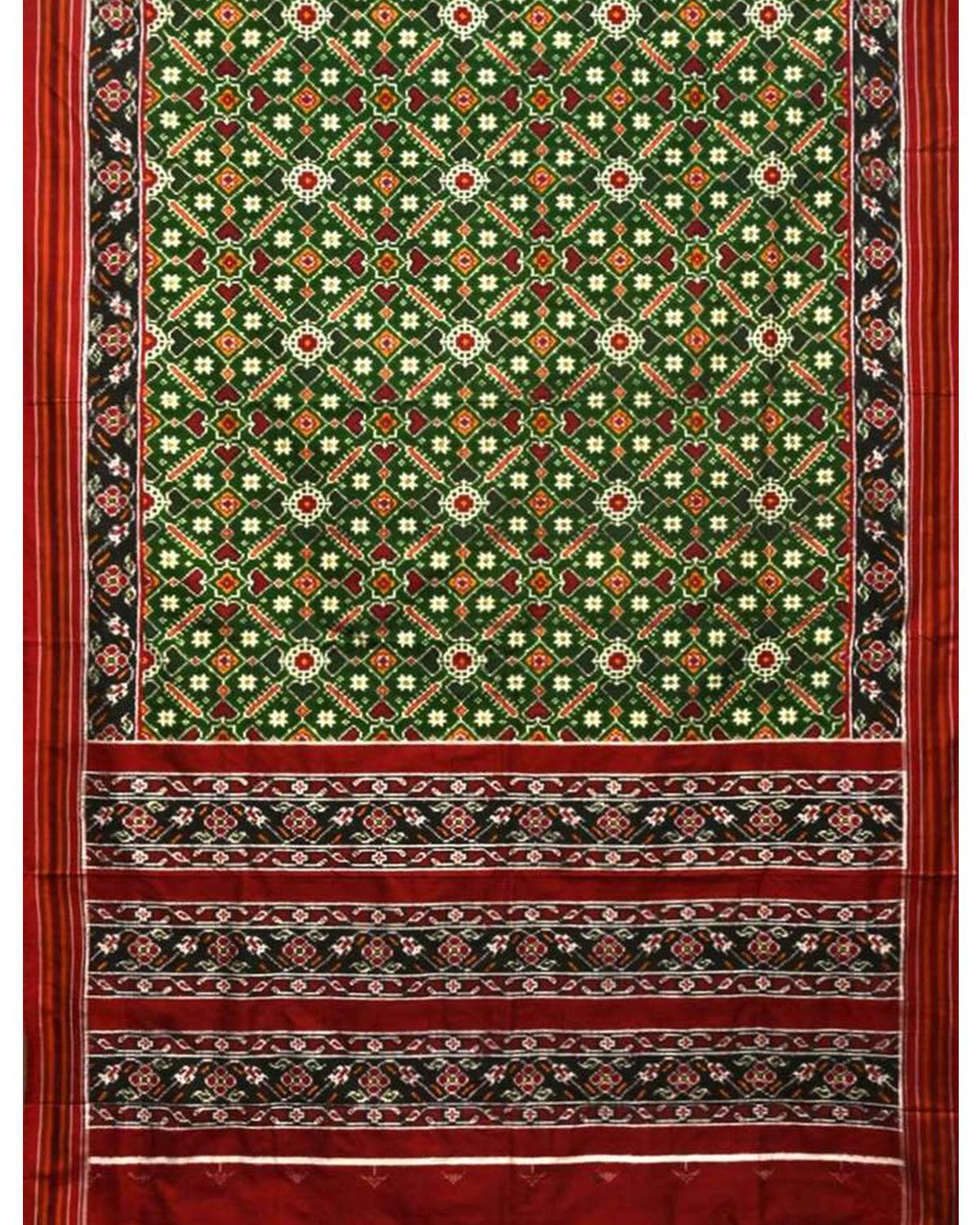 POCHAMPALLY DOUBLE IKAT GREEN COLOR PATOLA SAREE - pochampallysarees.com