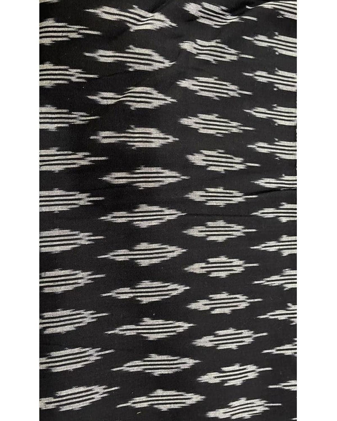 POCHAMPALLY IKAT COTTON BLACK COLOR FABRIC - pochampallysarees.com