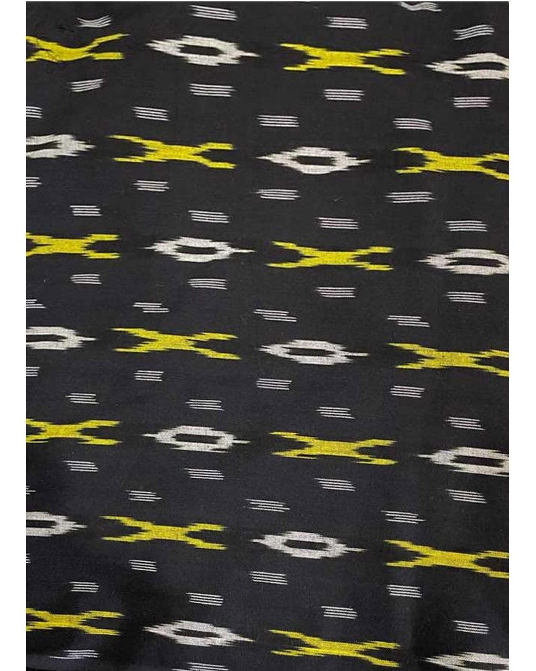 POCHAMPALLY IKAT COTTON BLACK COLOR FABRIC - pochampallysarees.com
