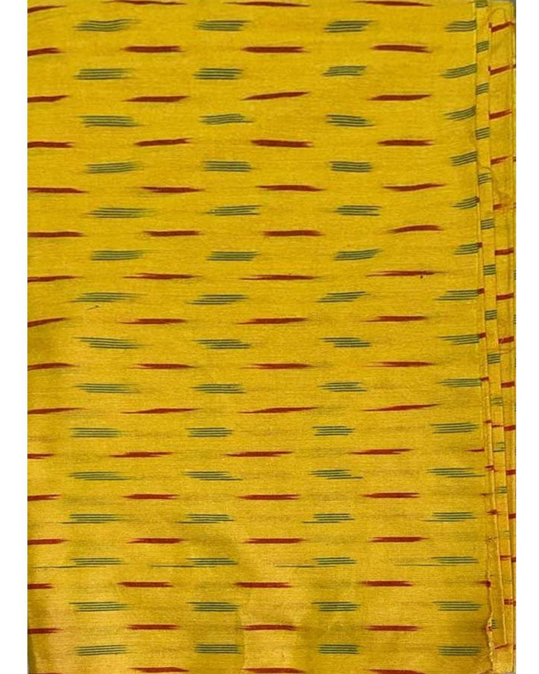POCHAMPALLY IKAT COTTON YELLOW COLOR FABRIC - pochampallysarees.com