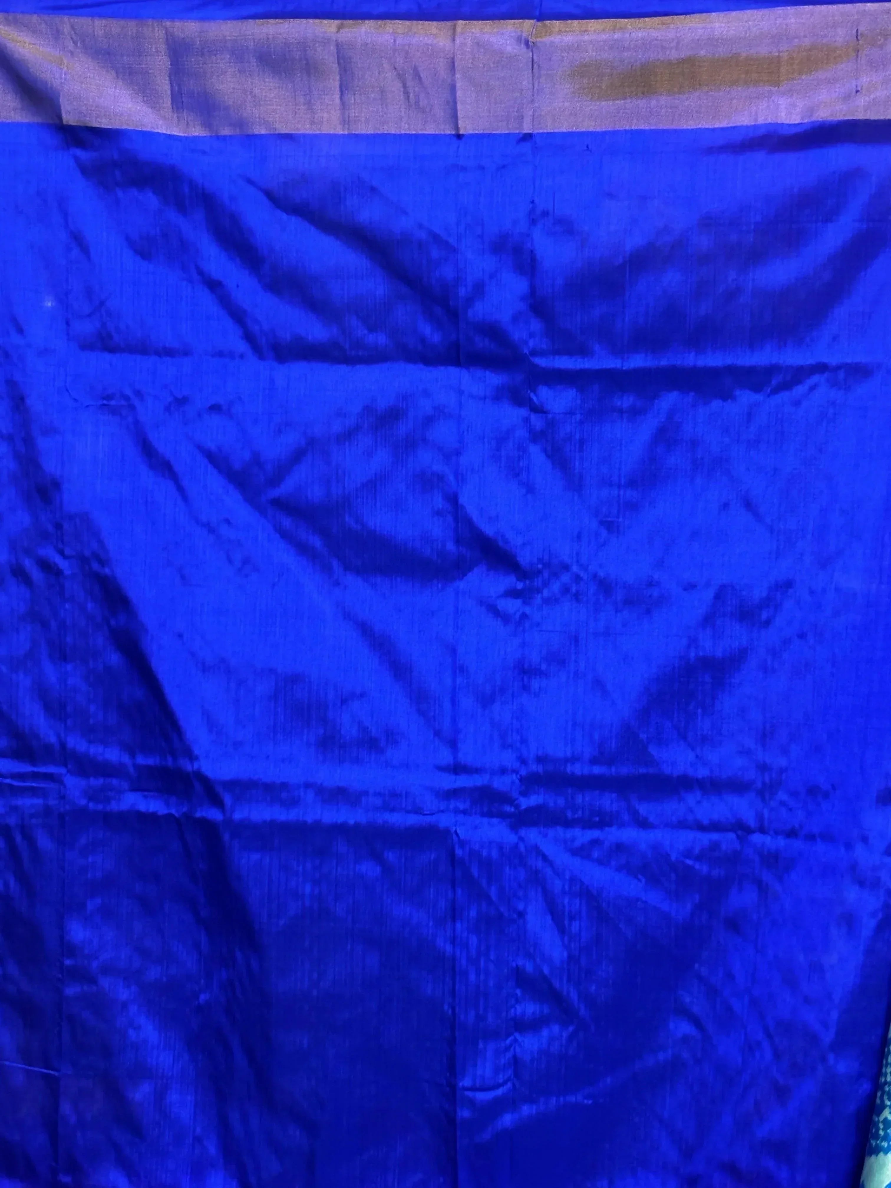 Pochampally Ikat Silk Blue Patola Sari - pochampallysarees.com