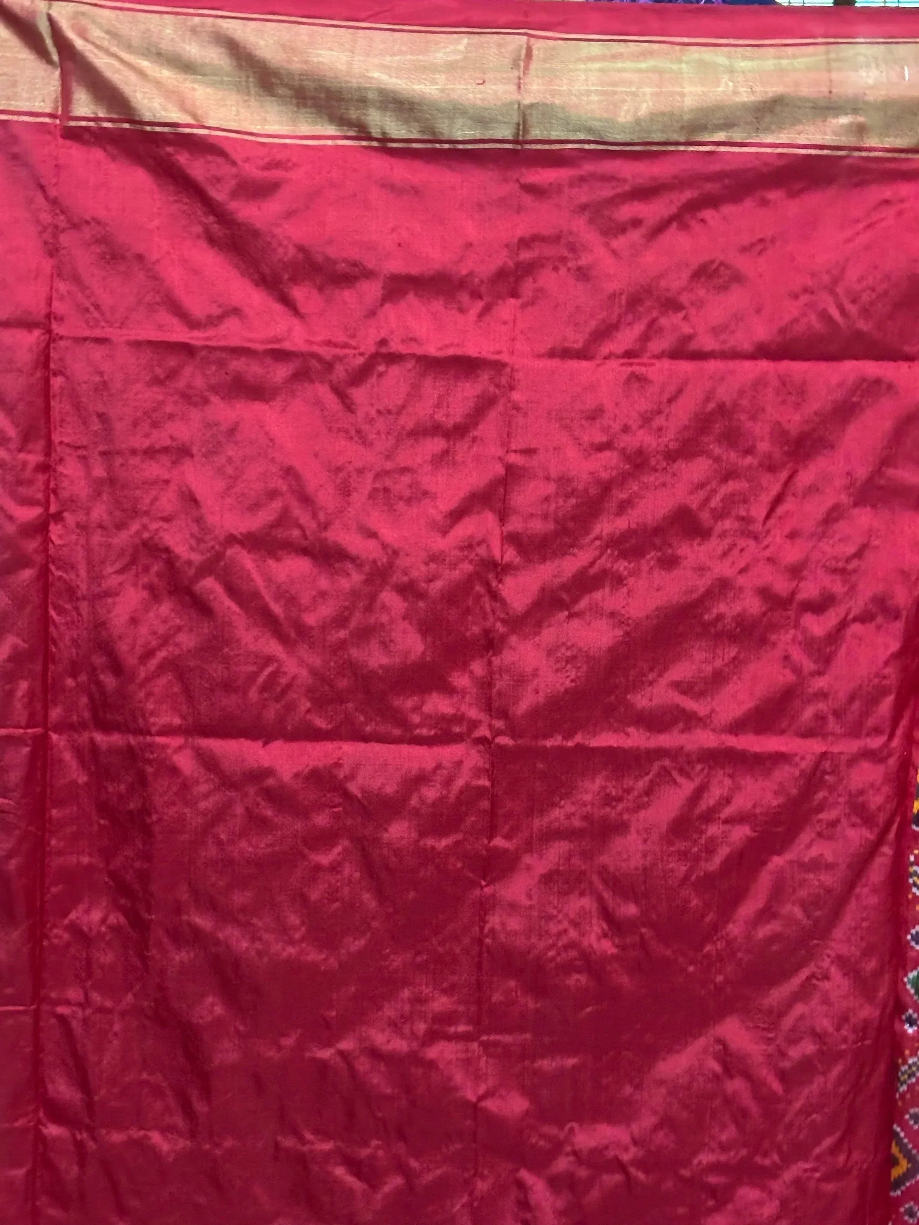 Pochampally Ikat Silk Red Patola Sari - pochampallysarees.com