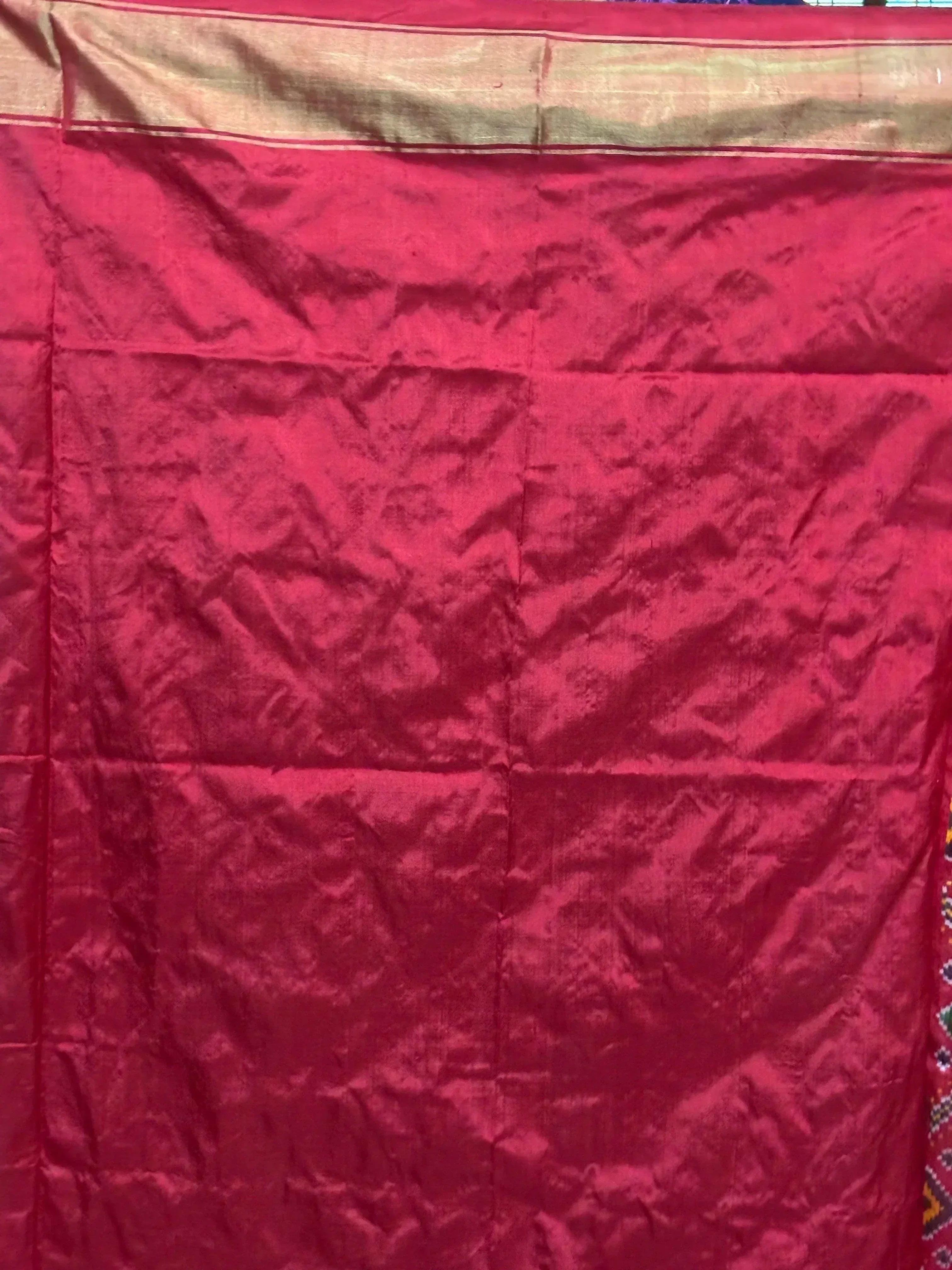 Pochampally Ikat Silk Red Patola Sari - pochampallysarees.com
