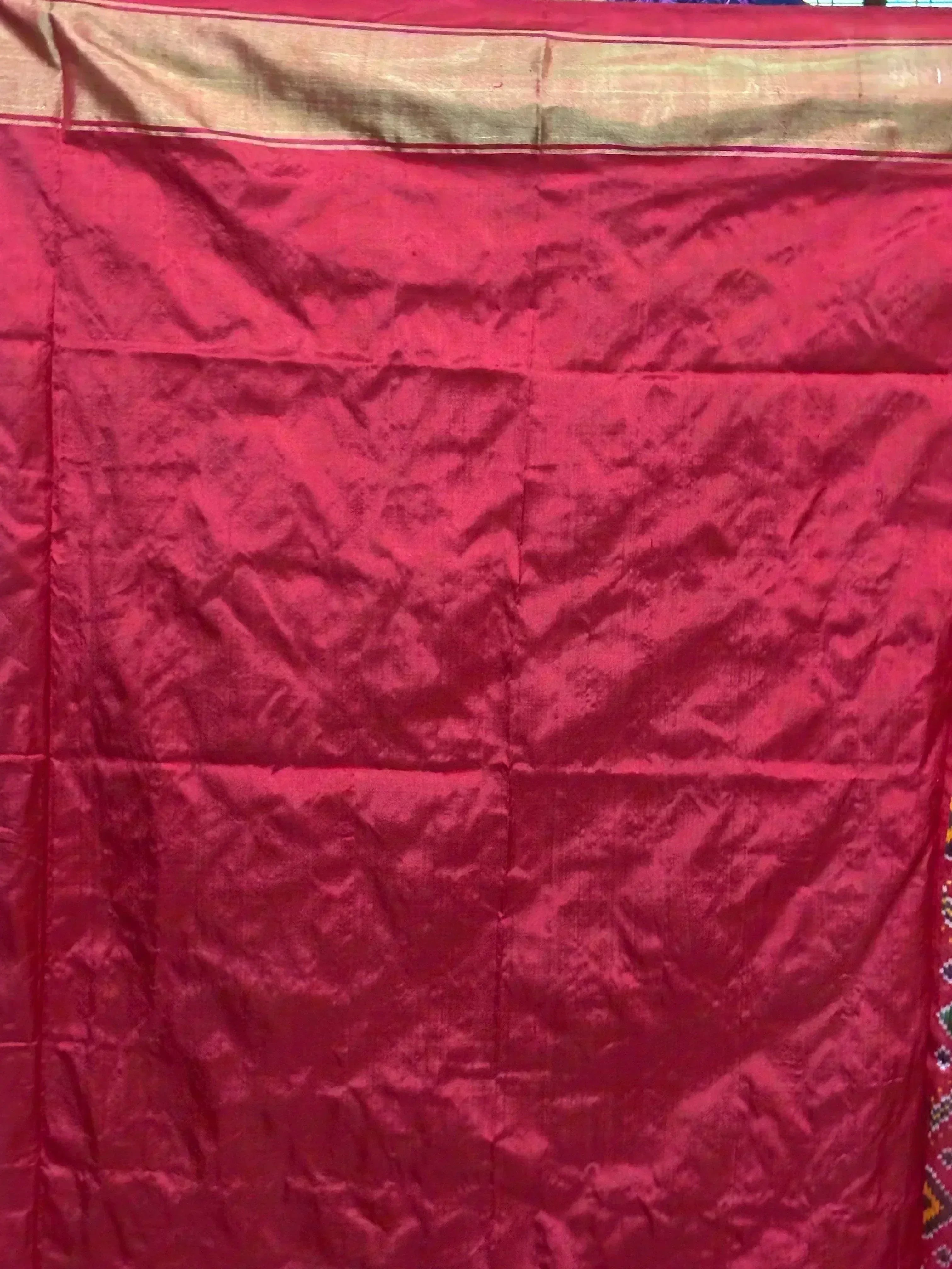 Pochampally Ikat Silk Red Patola Sari - pochampallysarees.com