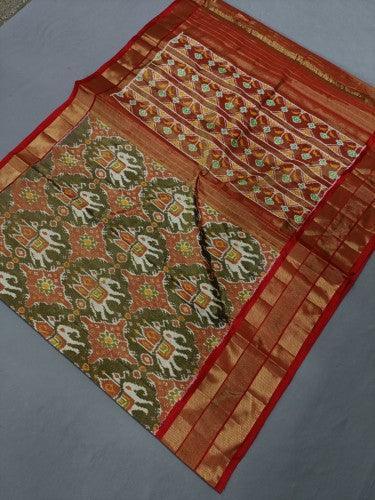 Pochampally Ikkat Black Red Saree - pochampallysarees.com