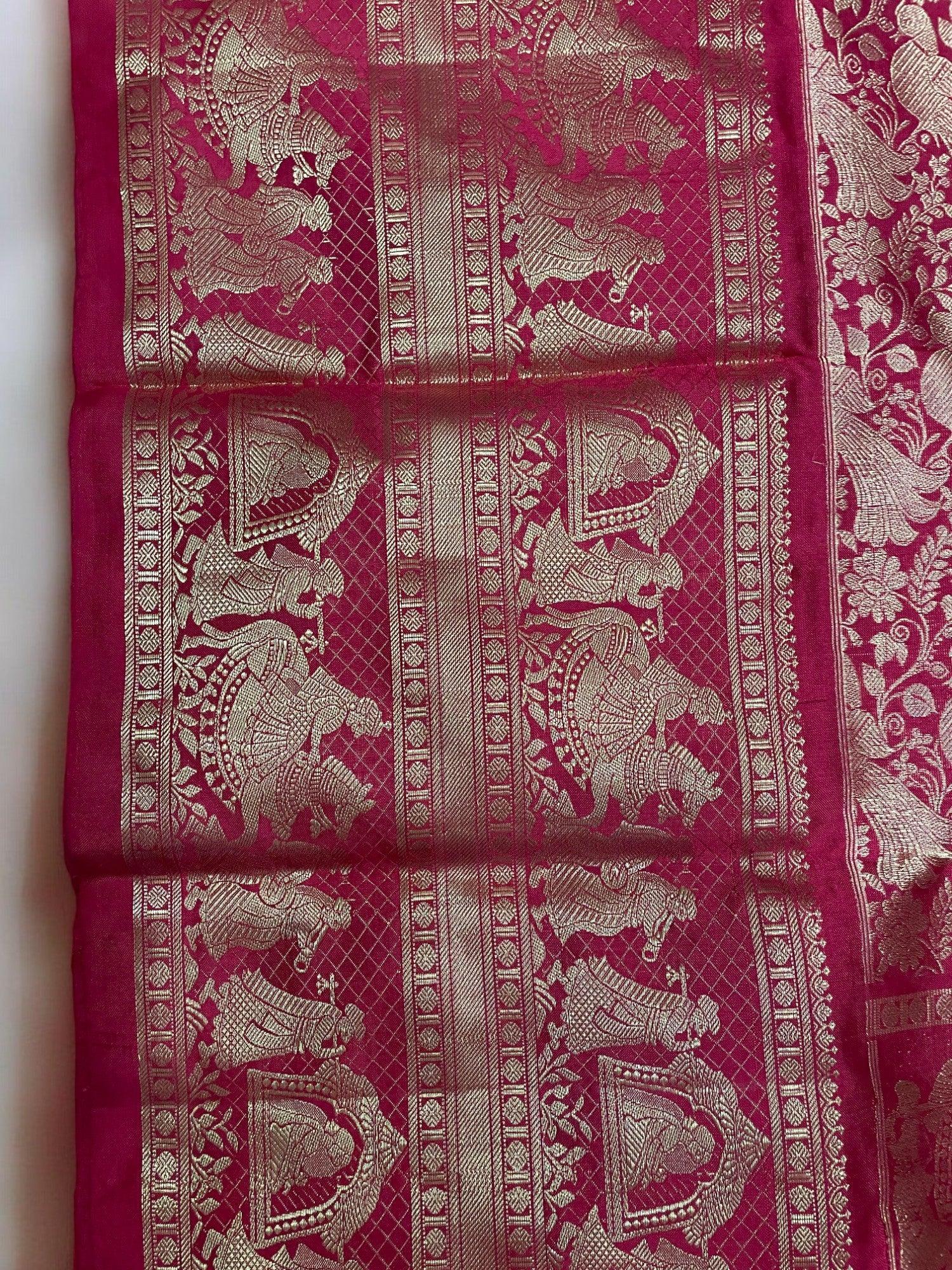 Pochampally Ikkat Kanchi Border Black Red - pochampallysarees.com