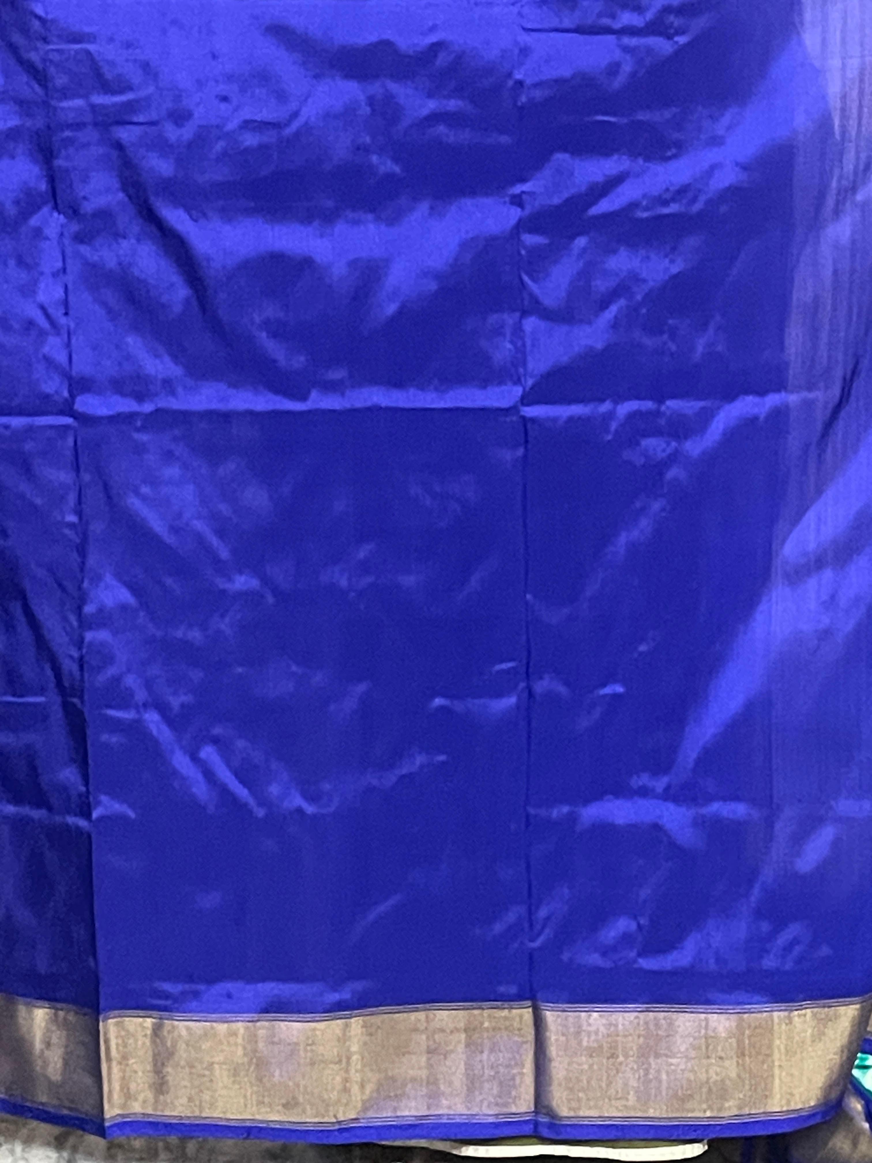Pochampally Ikkat Patola Silk Ananda Blue Sari - pochampallysarees.com