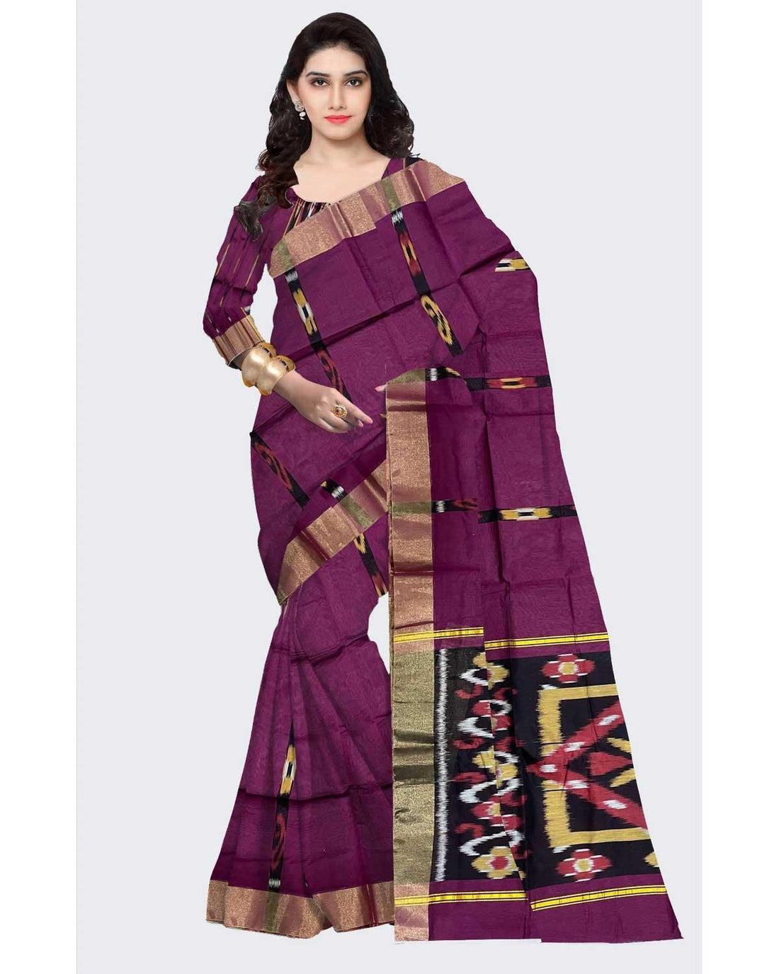 POCHAMPALLY IKKAT SICO CHOCOLET COLOR SAREE-10 - pochampallysarees.com