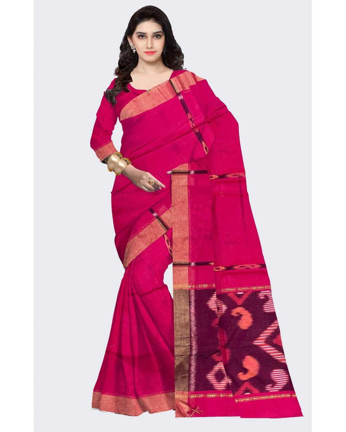 POCHAMPALLY IKKAT SICO PINK COLOR SAREE - pochampallysarees.com
