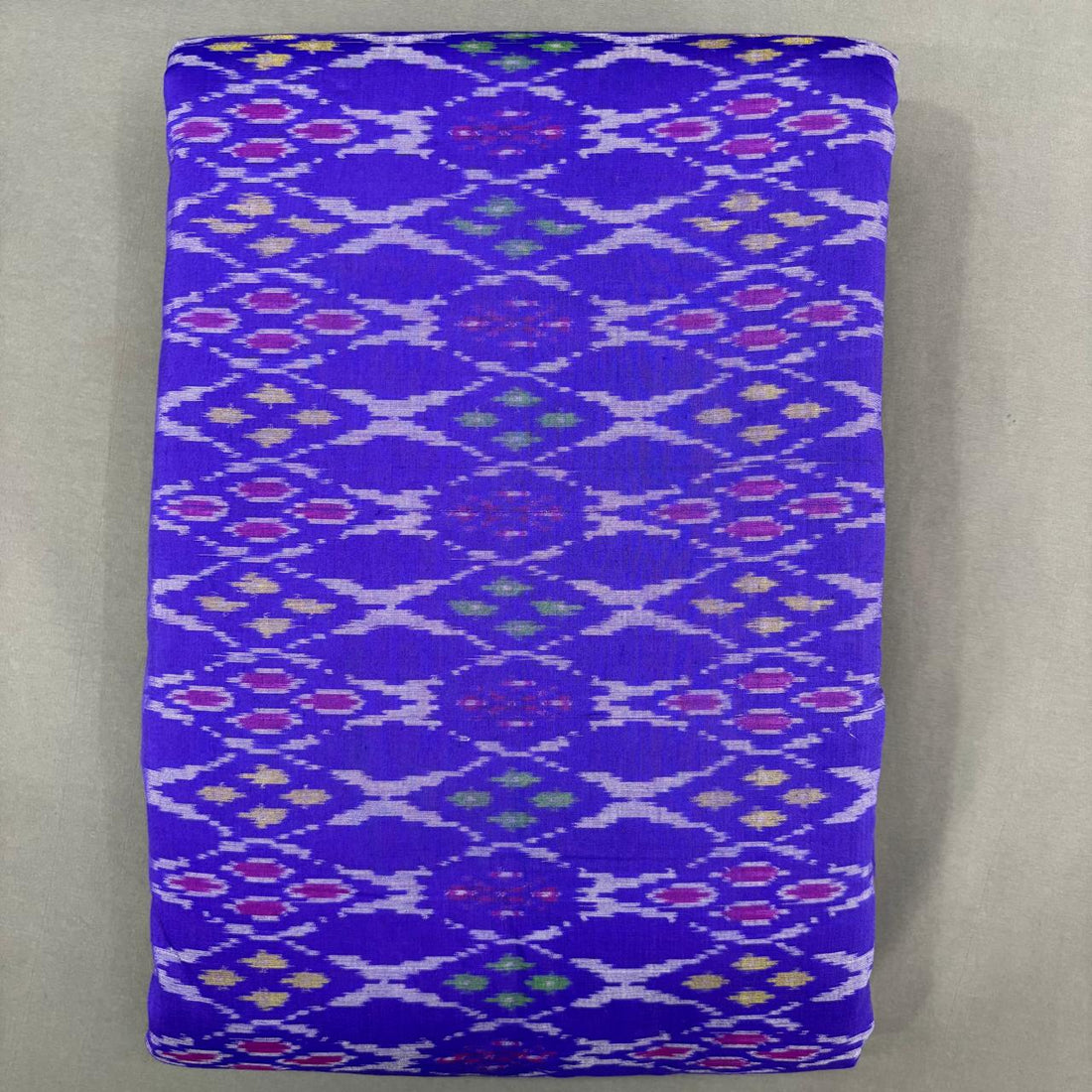 Handwoven Pochampally Ikkat Sico royal purple and lavender patterned dress material fabric