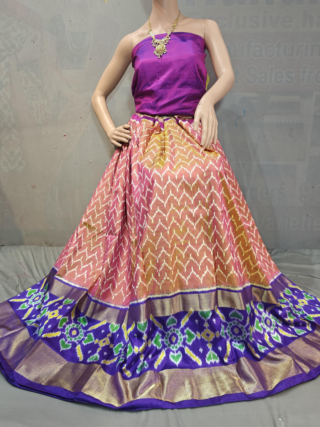 Pochampally Ikkat Silk Lehenga - pochampallysarees.com
