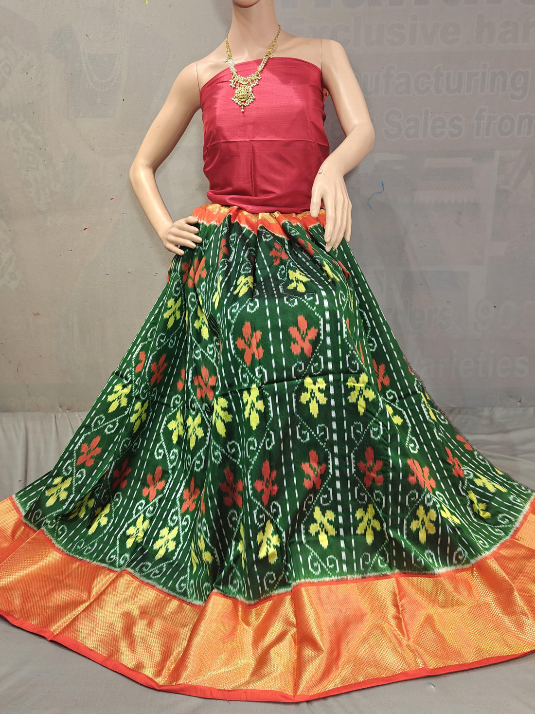 Pochampally Ikkat Silk Lehenga - pochampallysarees.com