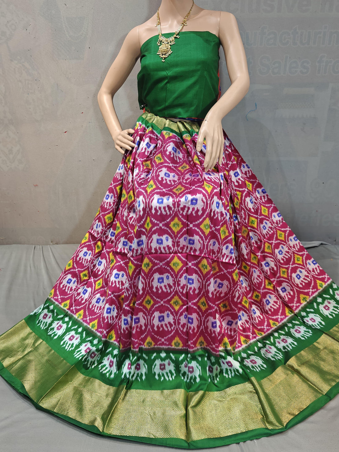 Pochampally Ikkat Silk Lehenga - pochampallysarees.com