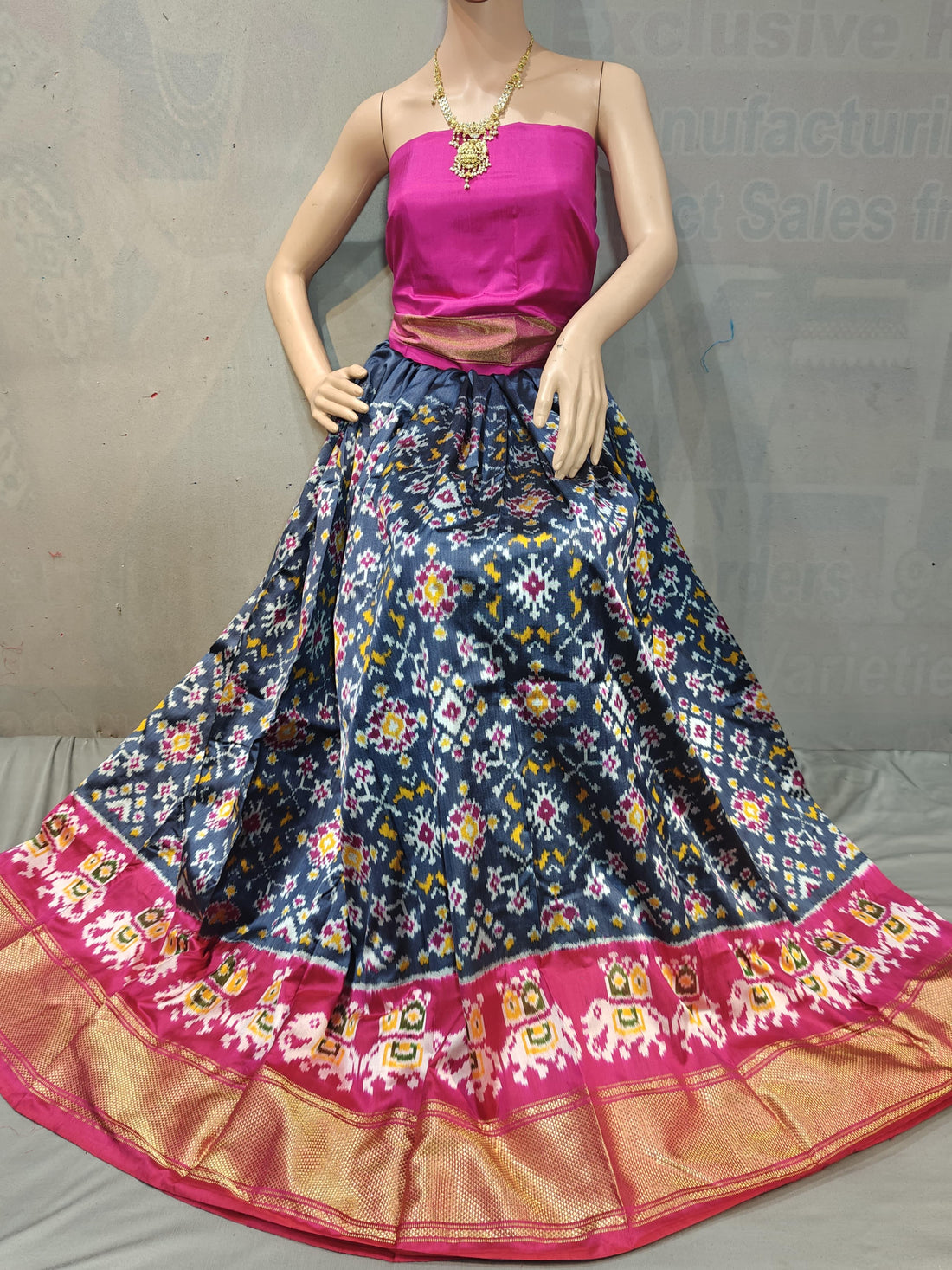 Pochampally Ikkat Silk Lehenga - pochampallysarees.com