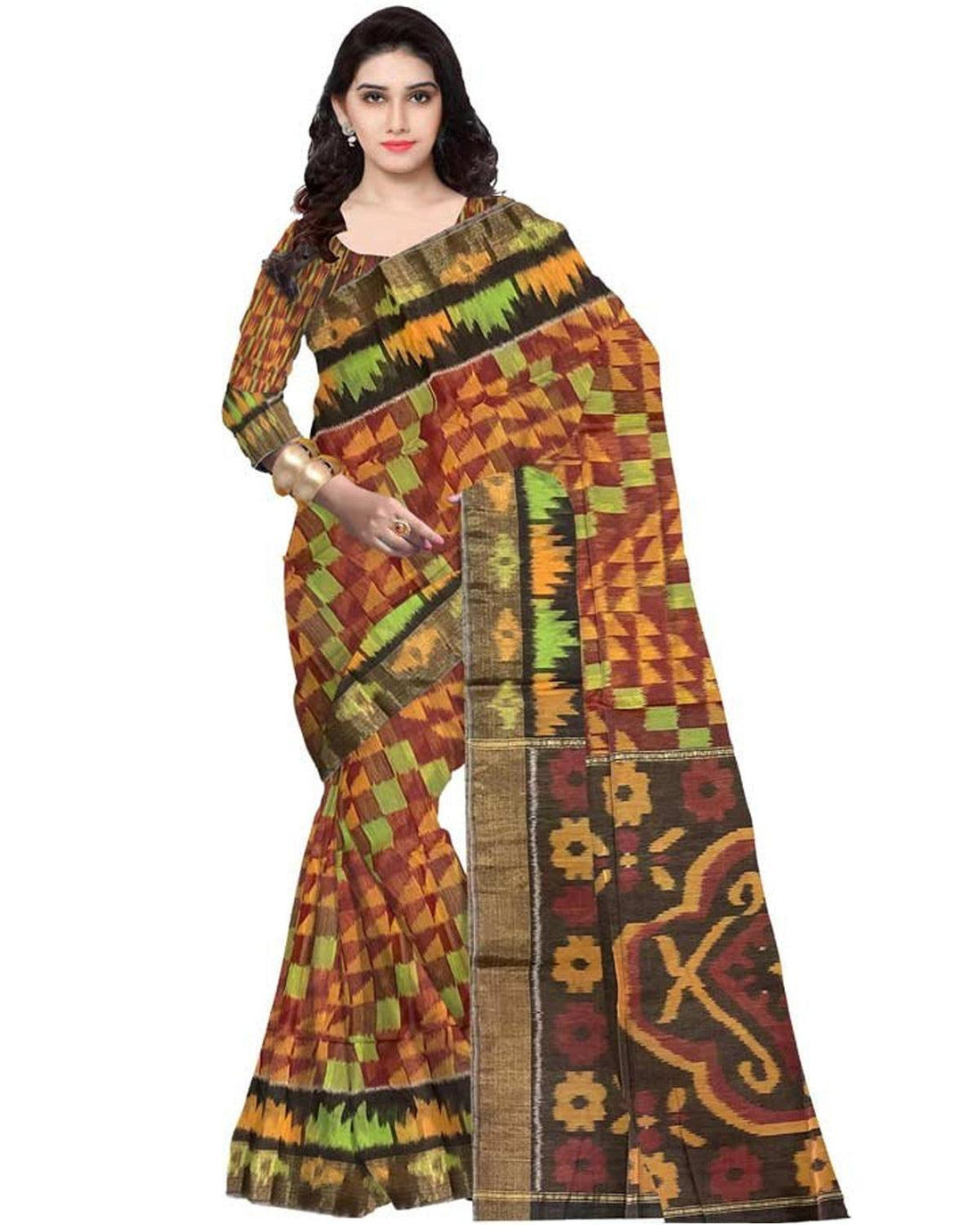 POCHAMPALLY MAROON WITH BLACK COLOR SICO SAREE - pochampallysarees.com