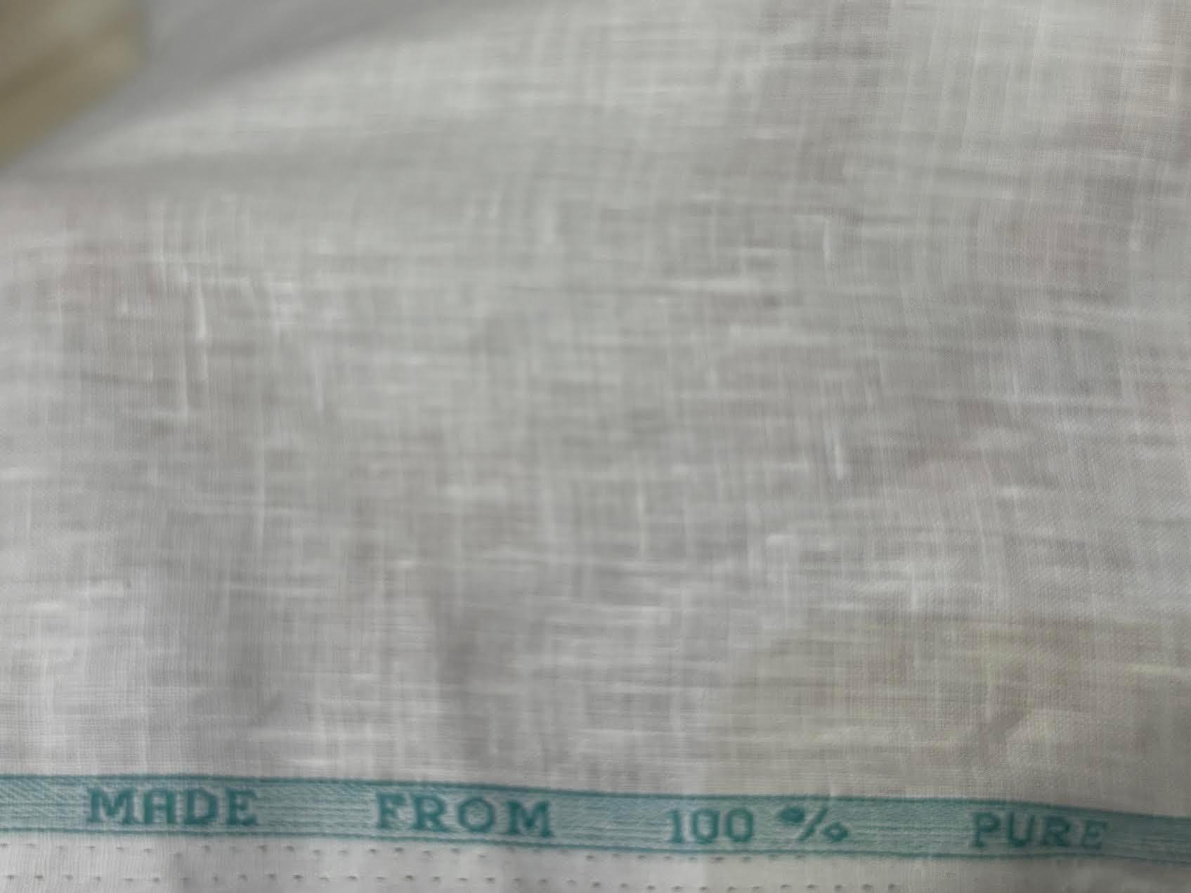 PURE 80 LEA LINEN 100 % PURE IRISH ARVIND COTTON WHITE COLOR FABRIC - pochampallysarees.com