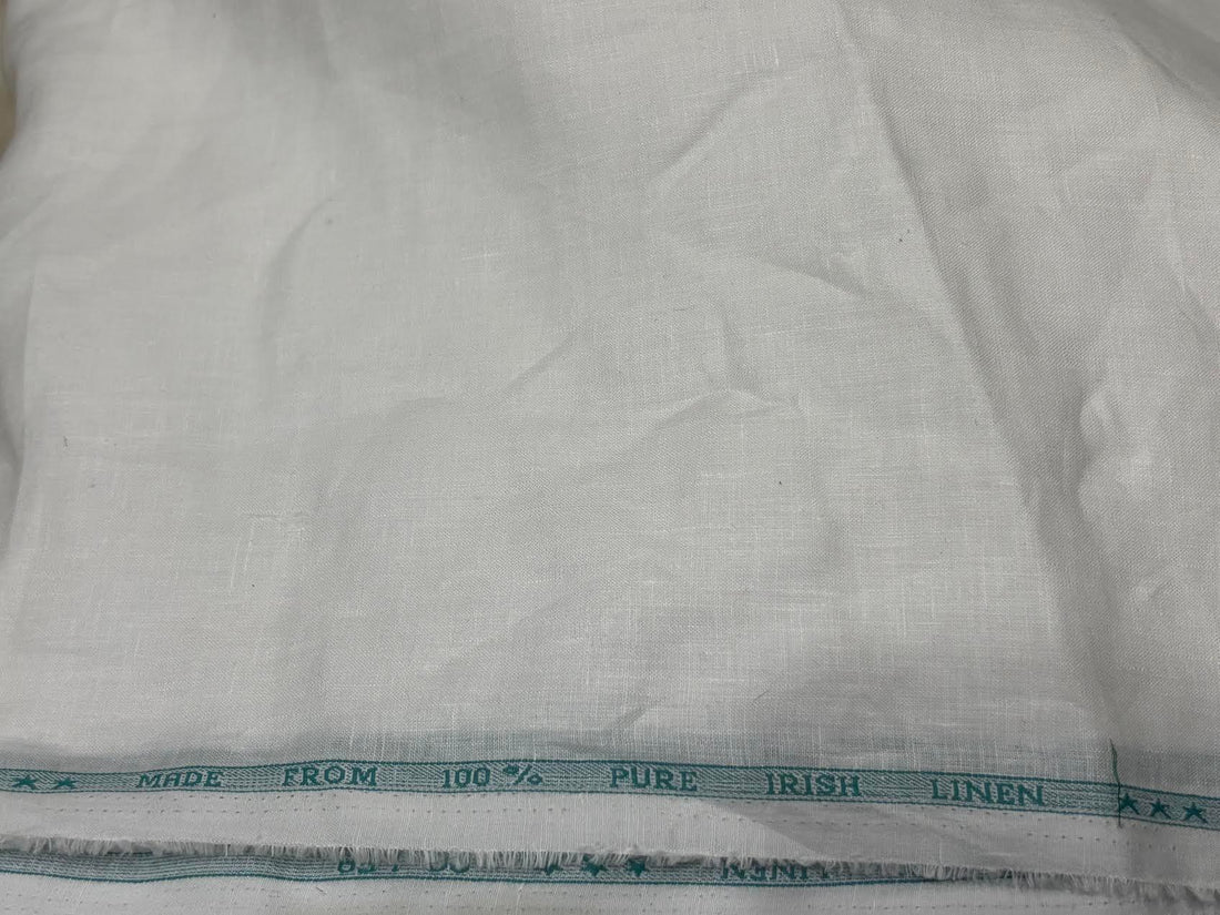 PURE 80 LEA LINEN 100 % PURE IRISH ARVIND COTTON WHITE COLOR FABRIC - pochampallysarees.com