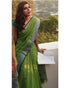 PURE LINEN GREEN COLOR SAREE - pochampallysarees.com