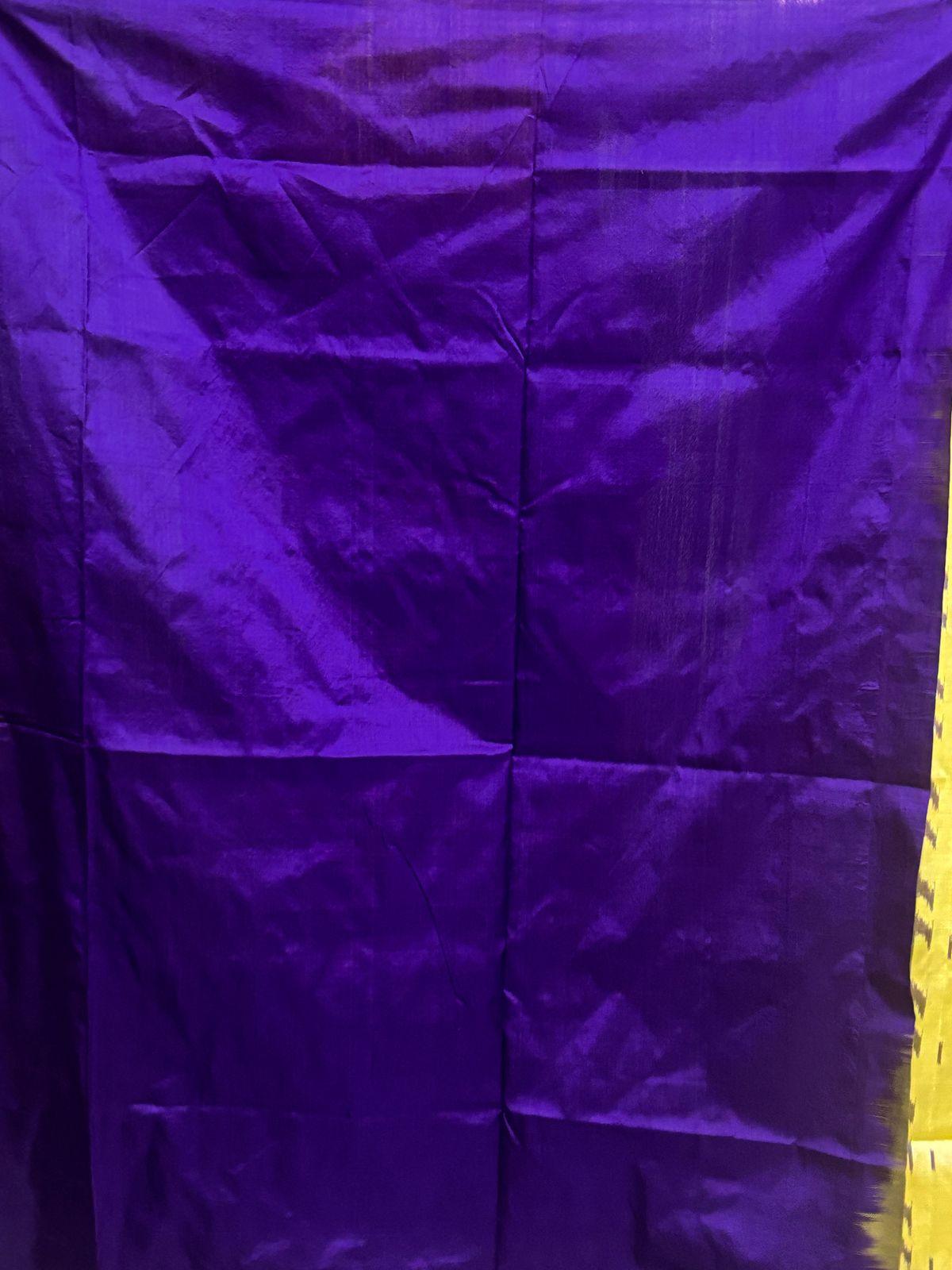 Pure Pochampally Ikkat Silk Green Lavender Sari - pochampallysarees.com