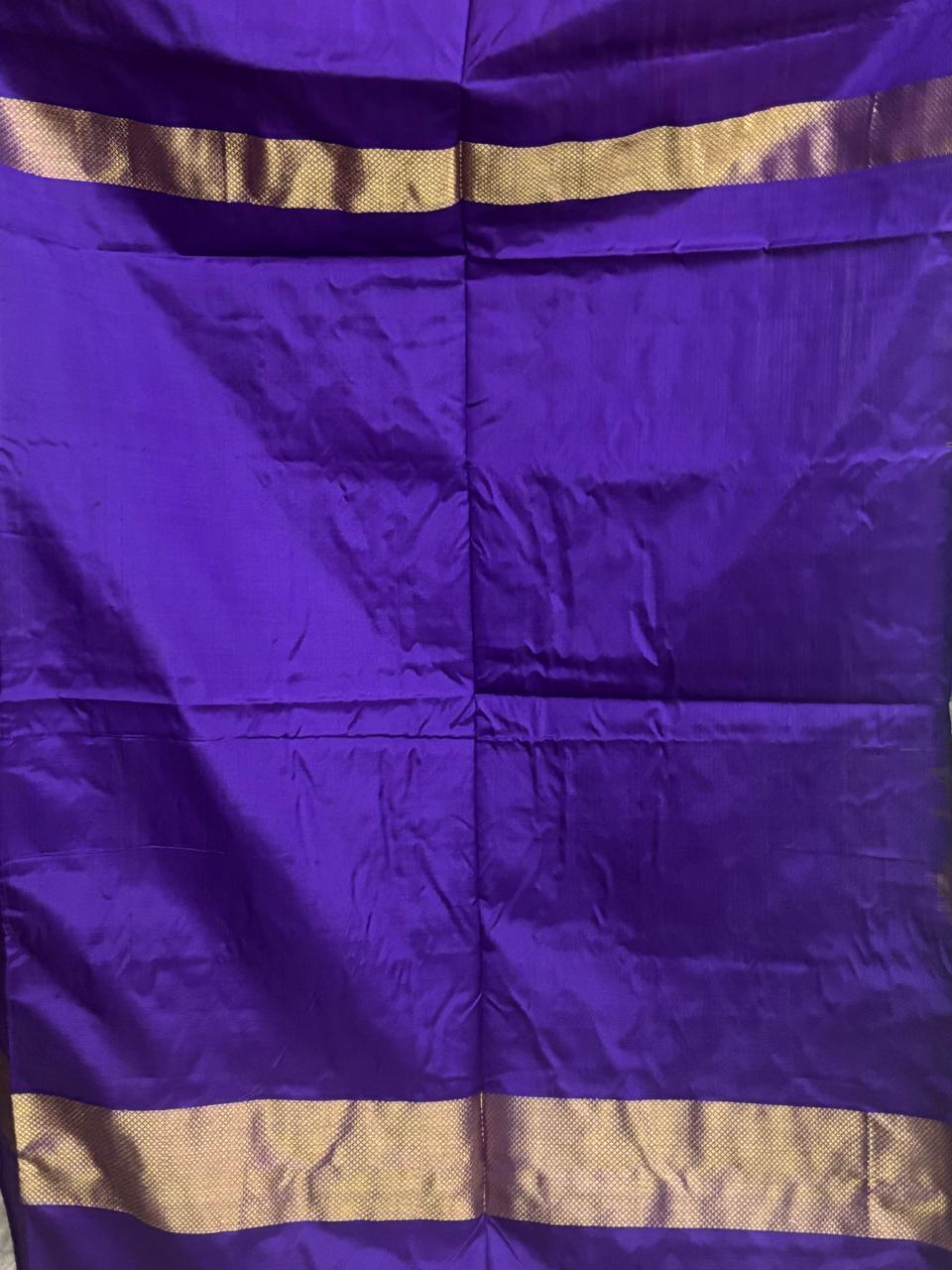 Pure Pochampally Ikkat Silk GreenVoilet Sari - pochampallysarees.com