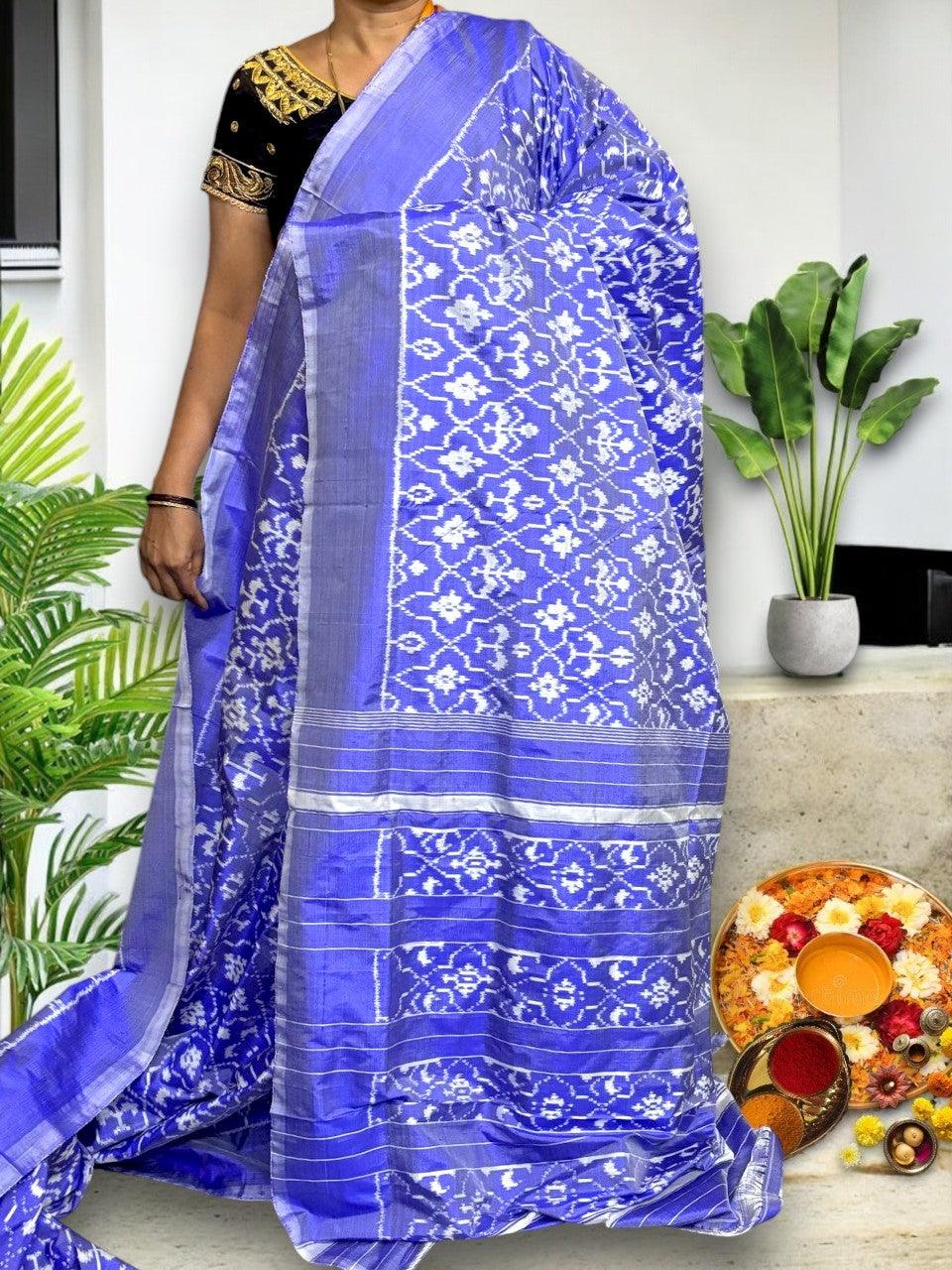 Pure Pochampally Ikkat Silk Light Voilet Sari - pochampallysarees.com