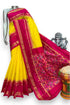 Pure Pochampally Ikkat Silk Yellow With Pink Sari - pochampallysarees.com