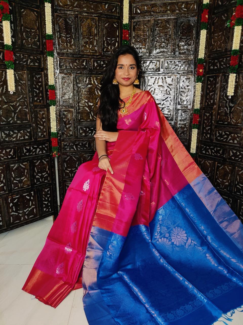 Pure-Soft-Silk-Saree-Pink-With-Blue