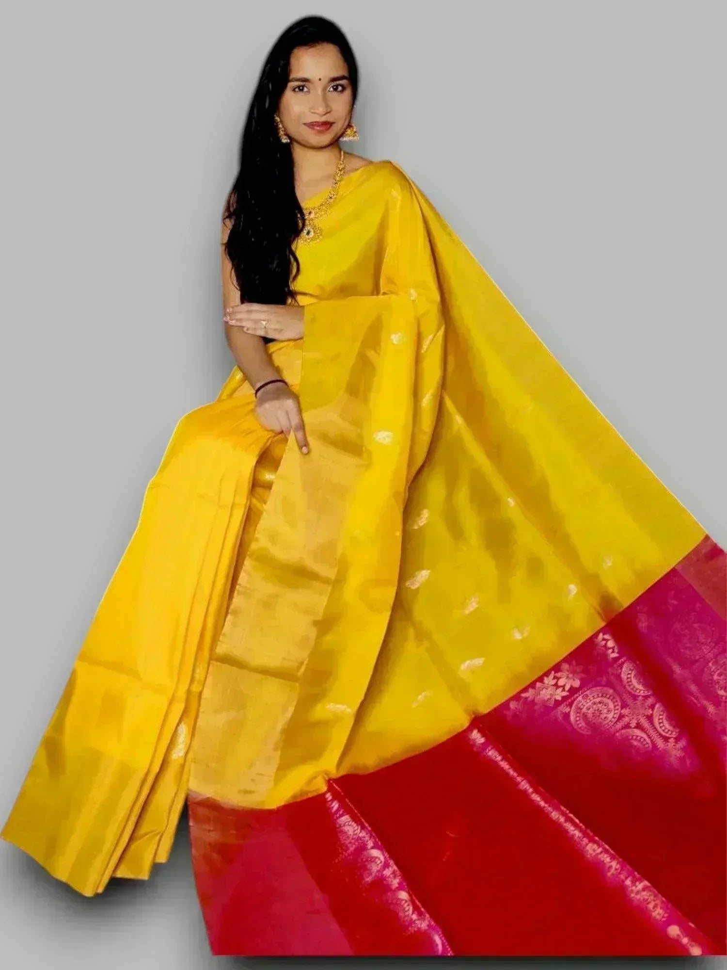 Pure Soft Silk Saree Yellow With Red Online Shopping - pochampallysarees.com