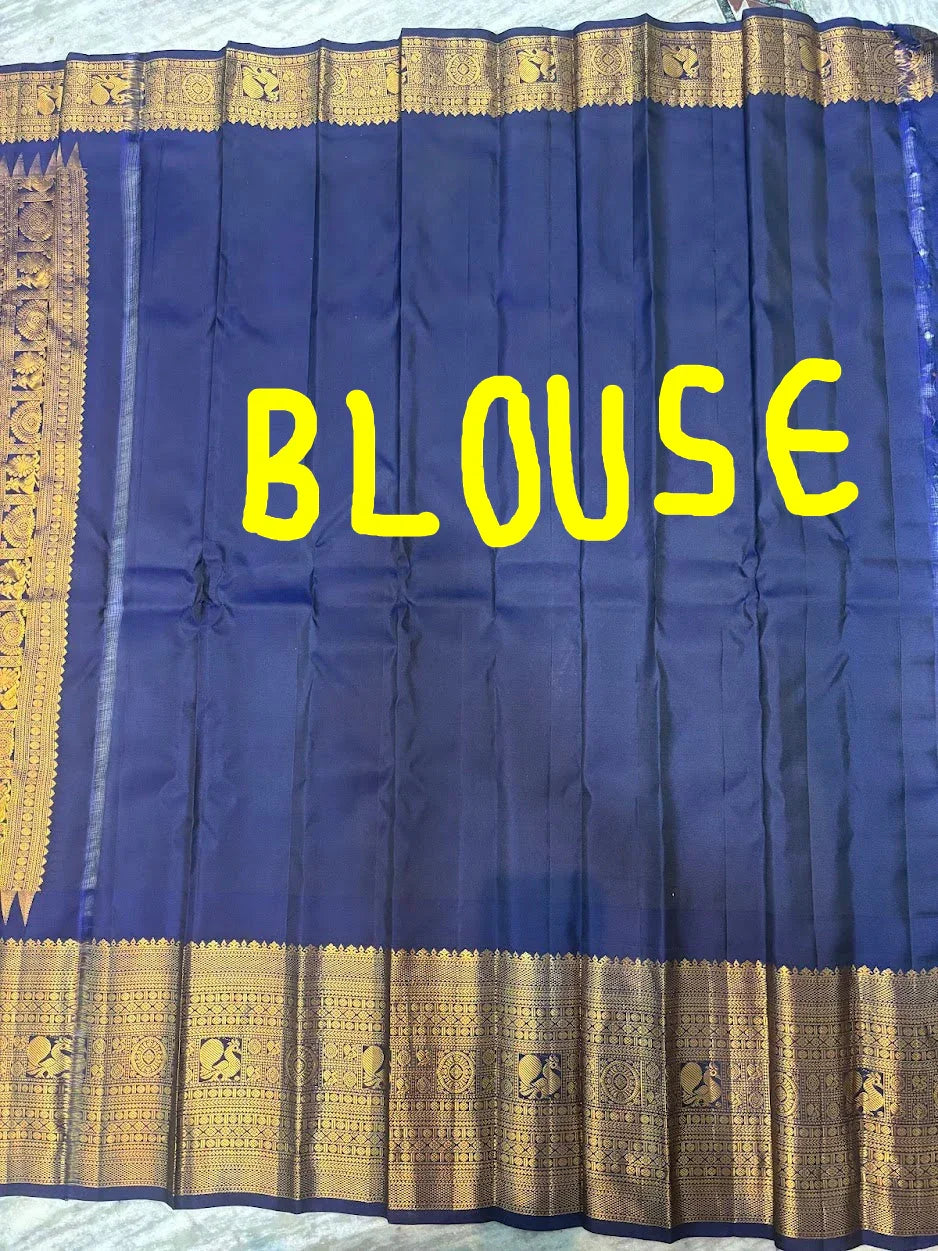 Pure Gadwal Silk Saree in Vibrant Lemon Yellow & Royal Blue | Handwoven Gold Zari Border & Rich Pallu | Traditional Festive Wear - pochampallysarees.com