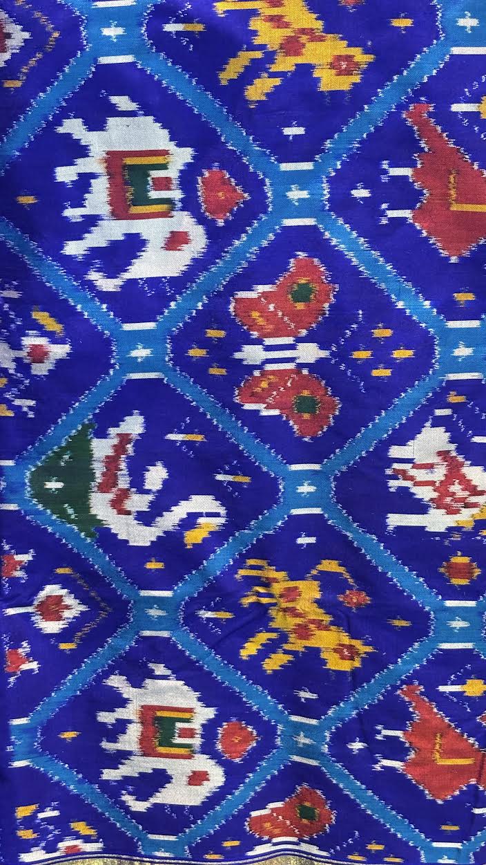 Royal Blue Pure Silk Patola Saree – Traditional Handwoven Ikkat Silk