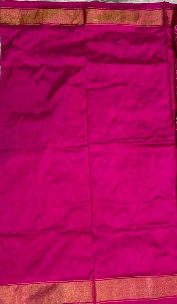 Pochampally Ikkat Silk Patola Royal Purple and Pink Saree - pochampallysarees.com