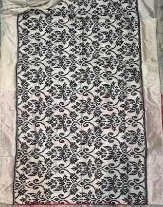 Elegant Off-White Ikat Silk Patola Saree with Contrast Red Blouse
