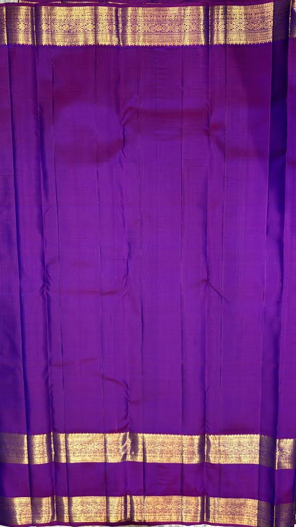 Pure Kanchipuram Pattu Saree in Teal Blue with Royal Purple Zari Pallu