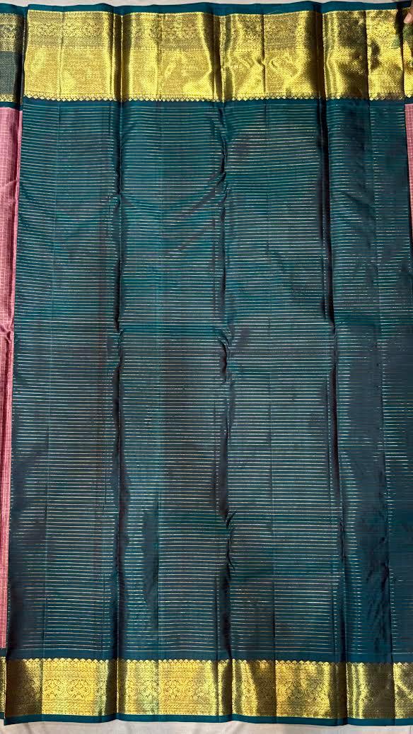 Exquisite Mauve and Teal Kanchipuram Pattu Saree With Price | Bridal Silk - pochampallysarees.com