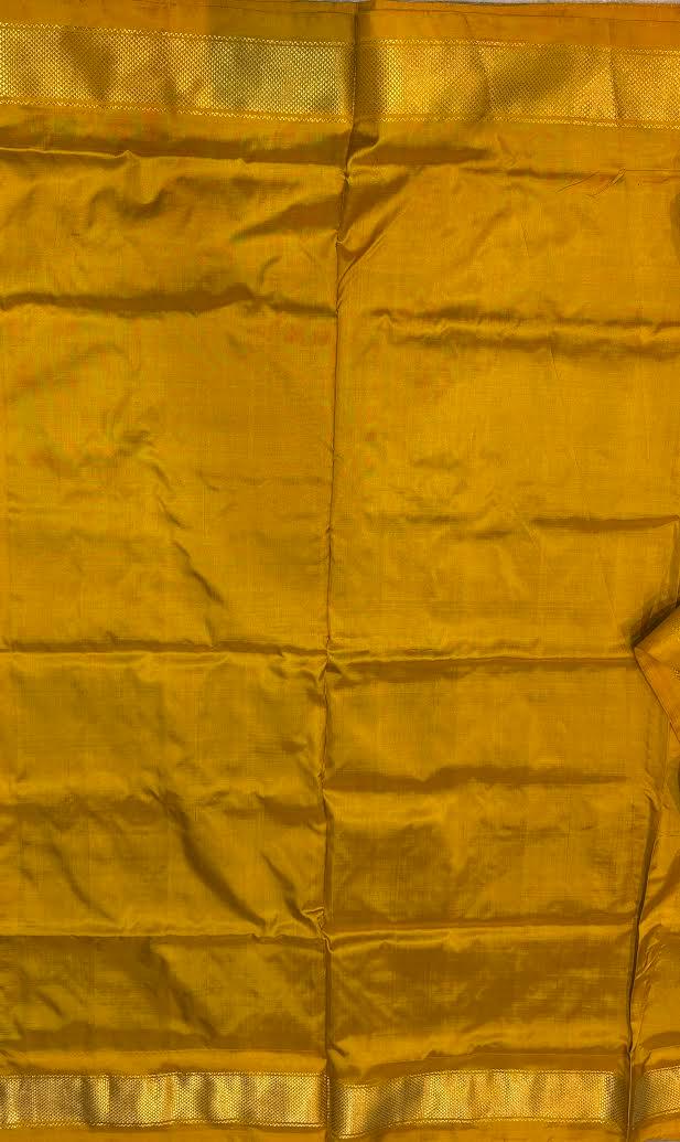 Premium Black & Mustard Yellow Pochampally Ikat Silk Saree with Elephant Motifs - pochampallysarees.com