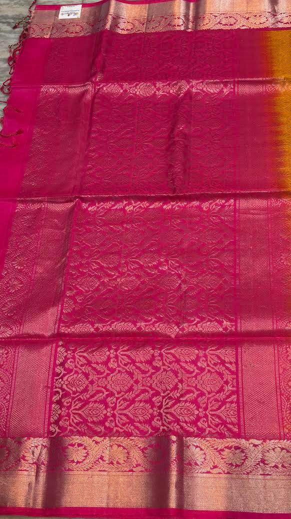 Kanchi Pure Soft Silk Ikat Body Saree with Pink Pallu - pochampallysarees.com