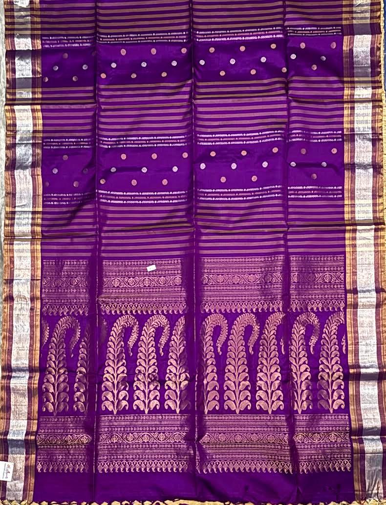 Elegant Purple Kanchi Soft Silk Saree with Zari Border - pochampallysarees.com