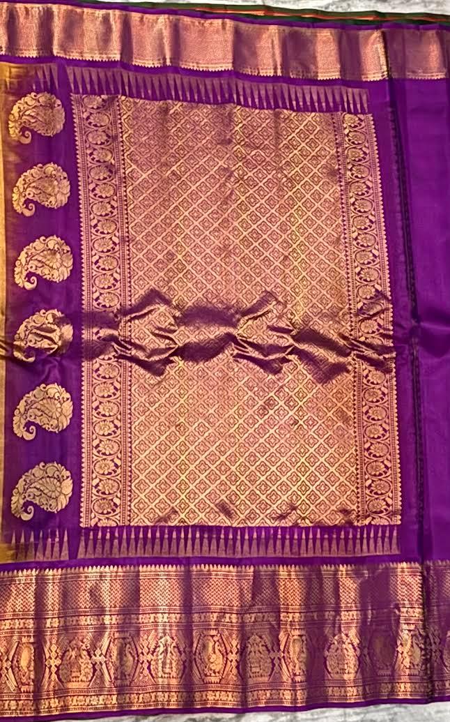 Gadwal Silk Sarees: Festive Mustard Yellow & Lavender Handloom Classics - pochampallysarees.com
