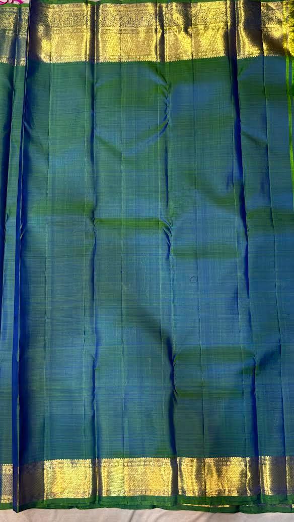 Exquisite Teal Blue Kanchipuram Pattu Saree with Price | Bridal Silk - pochampallysarees.com
