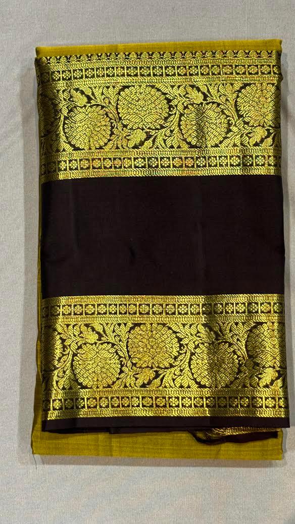 Traditional Olive Green Pure Kanchipuram Pattu Saree with Price Rich Zari Pallu | Bridal Silk - pochampallysarees.com