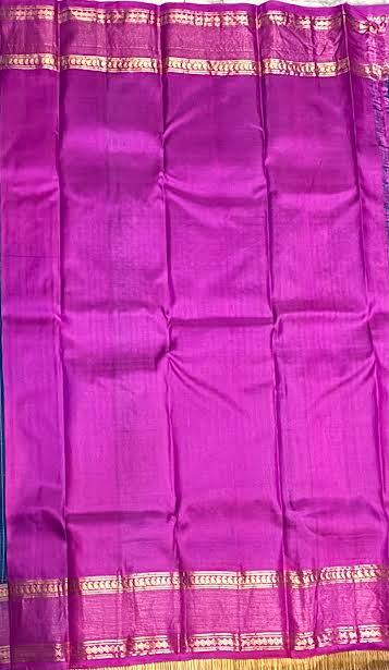 Royal Blue & Magenta Kanchi Soft Silk Saree with Zari Pallu